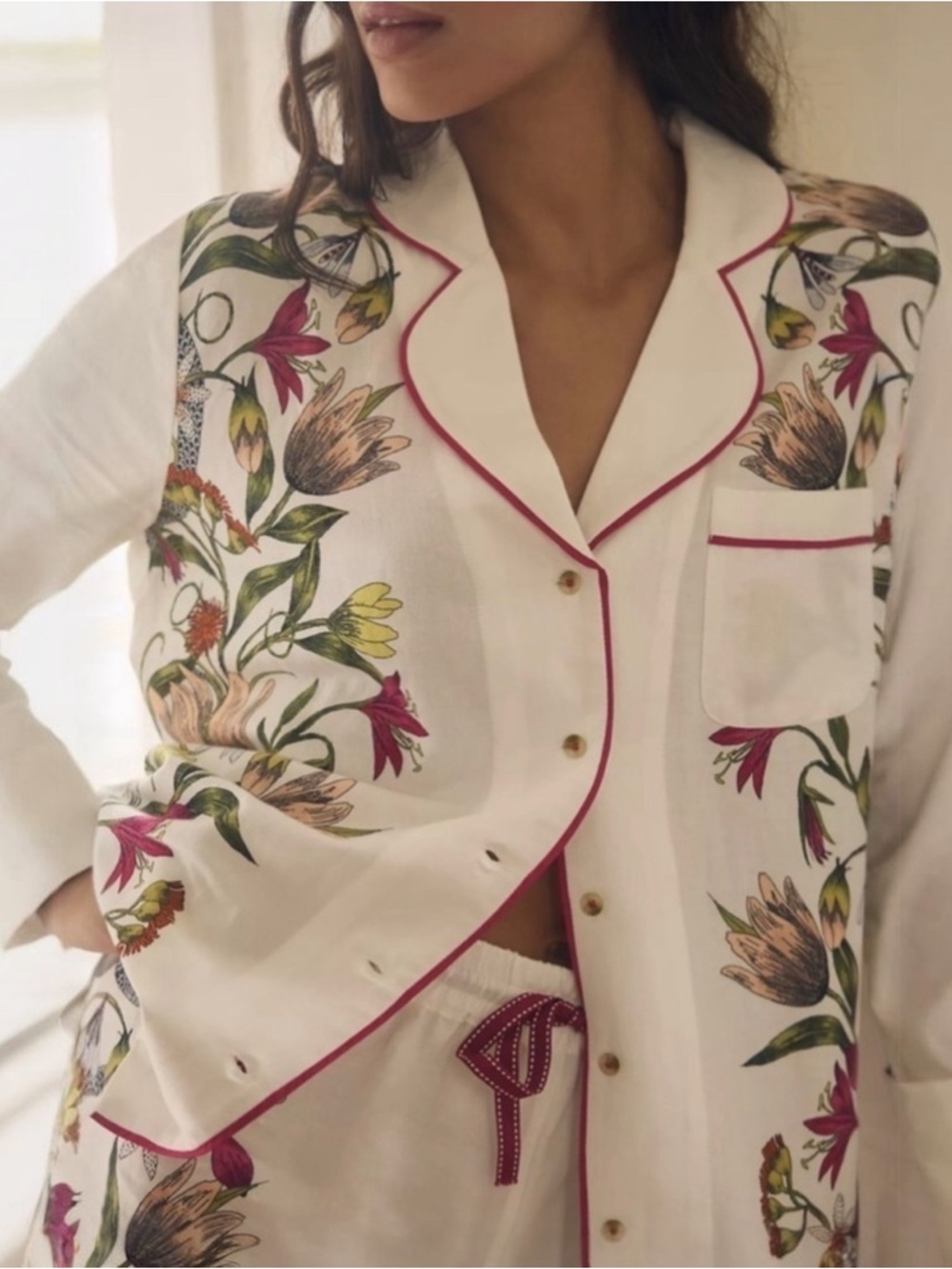 Anthropologie Victoria Garcia Floral Pajama Top Buttondown Size Medium NWT - Picture 4 of 13